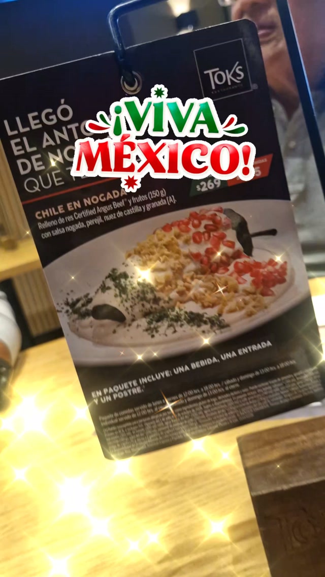 ¡Llegó el ANTOJO de NOGADA que te ENCANTA!
Sí, llego la temporada de Nogadiza Toks. Este año la propuesta del tradicional Chile en Nogada tiene nuevas interpretaciones inspiradas en este emblemático platillo y un postre (Pay de Nuez) para acompañar uno de los momentos más esperados de la cocina mexicana.
Como parte de La Nogadiza Toks, además del tradicional Chile en Nogada, los comensales podrán disfrutar de nuevas propuestas inspiradas en este clásico mexicano:
Enchiladas Poblanas Tricolor. Con un toque de nogada que resalta su espíritu patrio.
Costras México Lindo. Queso dorado se combina con carne Certified Angus Beef® y notas dulces inspiradas en el relleno tradicional del chile en nogada.
Pechuga Patria en Nogada. Una opción con relleno suave y salsa de nogada, que ofrece un perfil delicado y equilibrado.
La Nogadiza Toks estará disponible hasta el 11 de octubre en todas las sucursales Toks del país y también podrá disfrutarse a través de la App Toks para servicio a domicilio.
@toksmx
#lanogadizatoks
#antojodenogada
#nogada ¡Llegó el ANTOJO de NOGADA que te ENCANTA!
Sí, llego la temporada de Nogadiza Toks. Este año la propuesta del tradicional Chile en Nogada tiene nuevas interpretaciones inspiradas en este emblemático platillo y un postre (Pay de Nuez) para acompañar uno de los momentos más esperados de la cocina mexicana.
Como parte de La Nogadiza Toks, además del tradicional Chile en Nogada, los comensales podrán disfrutar de nuevas propuestas inspiradas en este clásico mexicano:
Enchiladas Poblanas Tricolor. Con un toque de nogada que resalta su espíritu patrio.
Costras México Lindo. Queso dorado se combina con carne Certified Angus Beef® y notas dulces inspiradas en el relleno tradicional del chile en nogada.
Pechuga Patria en Nogada. Una opción con relleno suave y salsa de nogada, que ofrece un perfil delicado y equilibrado.
La Nogadiza Toks estará disponible hasta el 11 de octubre en todas las sucursales Toks del país y también podrá disfrutarse a través de la App Toks para servicio a domicilio.
@toksmx
#lanogadizatoks
#antojodenogada
#nogada