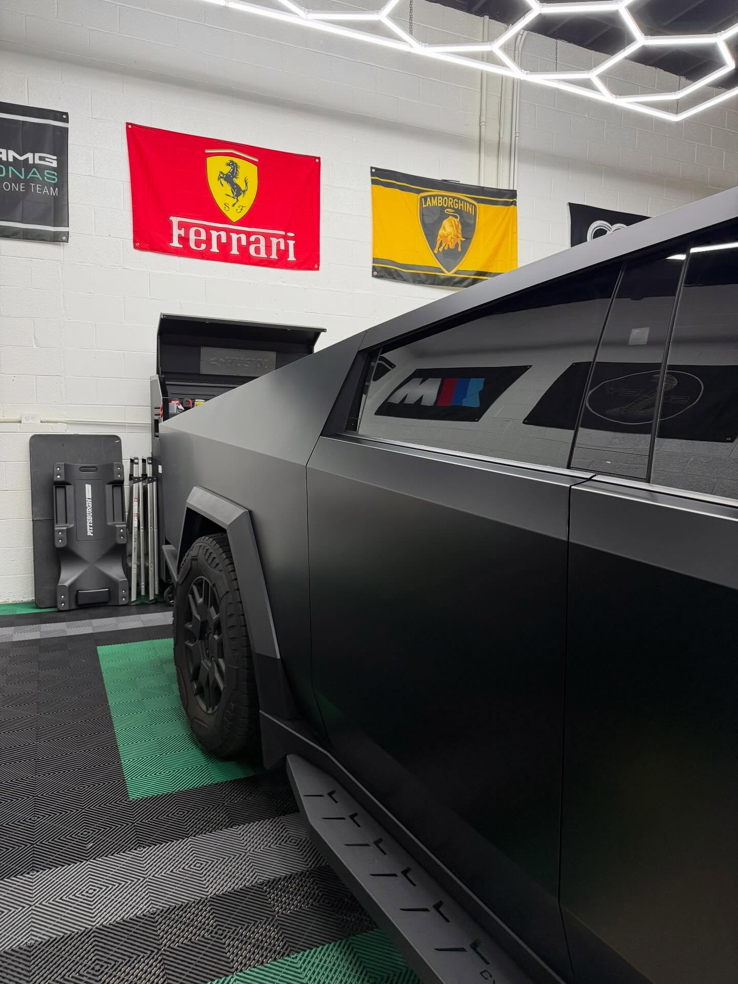 CyberTruck transformation complete⚡️We wrapped this beast in Evolv Satin Black PPF, giving it a stealthy, modern look while also maximizing protection.Take make maintenance effortless, we appplied a 3 year ceramic coating as well✨If you’re ready to change the look of your ride, and protect your investment, color change PPF is the way to go. Stop by the shop to check out our full range of colors. We have something for everyone 🤝#cybertruck #tesla #ppf #colorchangeppf #ceramiccoating #wrapshop #vehicleprotection #satinblack #evolv #apa