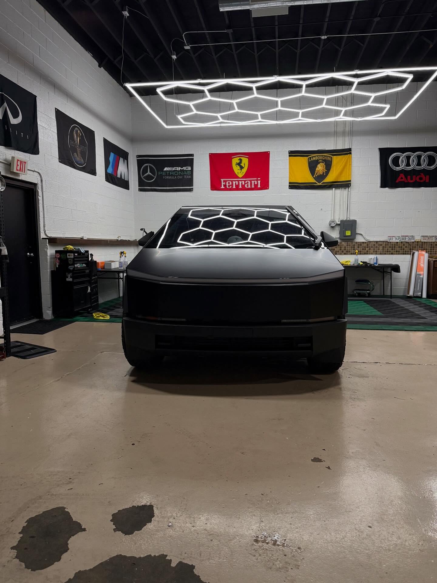 CyberTruck transformation complete⚡️We wrapped this beast in Evolv Satin Black PPF, giving it a stealthy, modern look while also maximizing protection.Take make maintenance effortless, we appplied a 3 year ceramic coating as well✨If you’re ready to change the look of your ride, and protect your investment, color change PPF is the way to go. Stop by the shop to check out our full range of colors. We have something for everyone 🤝#cybertruck #tesla #ppf #colorchangeppf #ceramiccoating #wrapshop #vehicleprotection #satinblack #evolv #apa