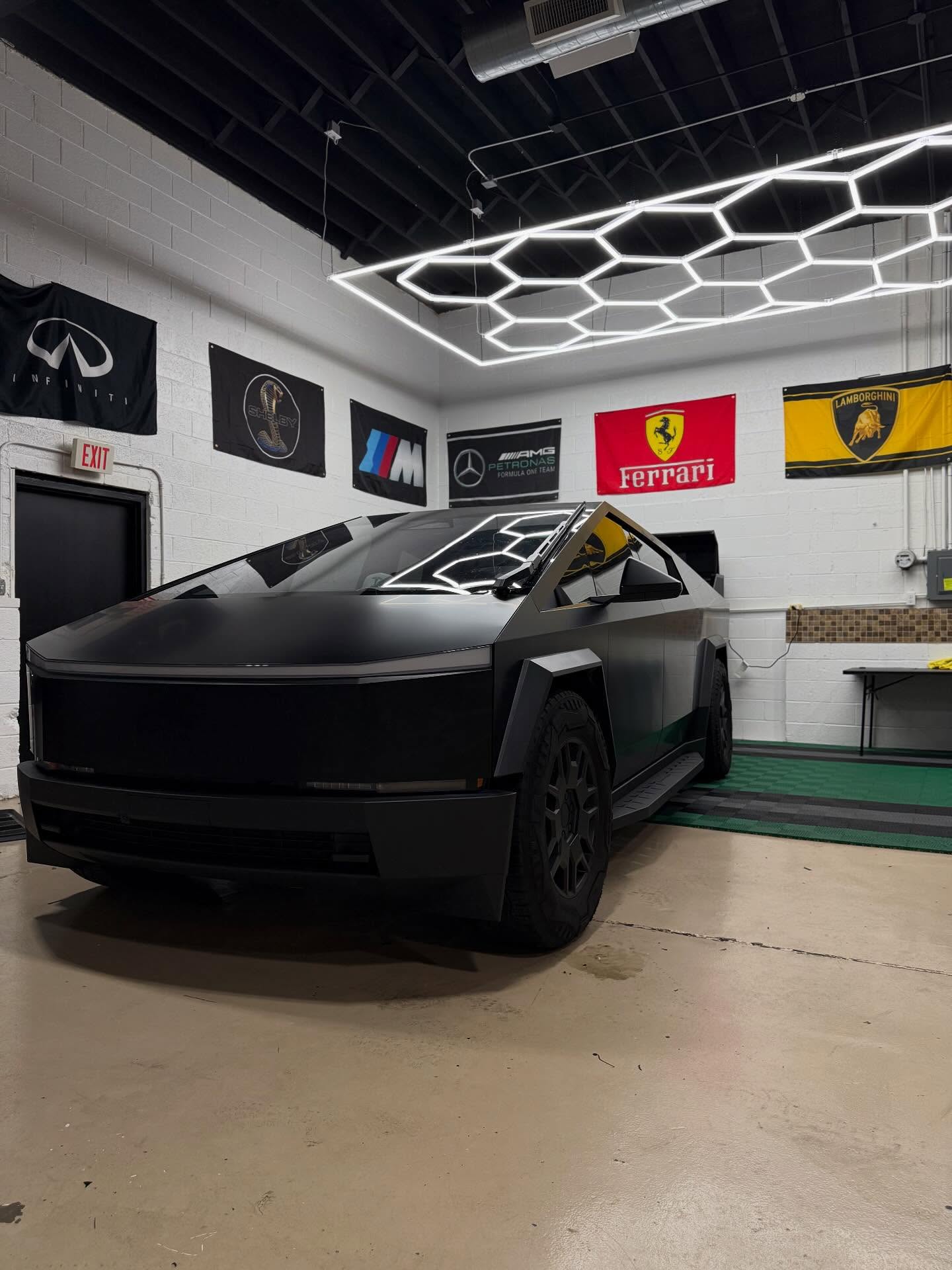 CyberTruck transformation complete⚡️We wrapped this beast in Evolv Satin Black PPF, giving it a stealthy, modern look while also maximizing protection.Take make maintenance effortless, we appplied a 3 year ceramic coating as well✨If you’re ready to change the look of your ride, and protect your investment, color change PPF is the way to go. Stop by the shop to check out our full range of colors. We have something for everyone 🤝#cybertruck #tesla #ppf #colorchangeppf #ceramiccoating #wrapshop #vehicleprotection #satinblack #evolv #apa